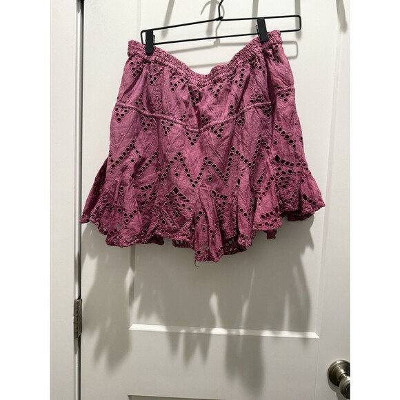 Free People Women Serenity Eyelet Mini City Skort in Pink Rose Size L Large - Picture 4 of 6